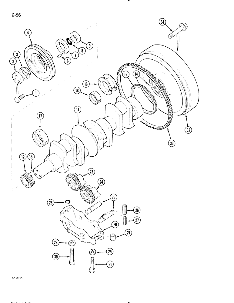 Схема запчастей Case IH 595 - (2-56) - CRANKSHAFT (02) - ENGINE