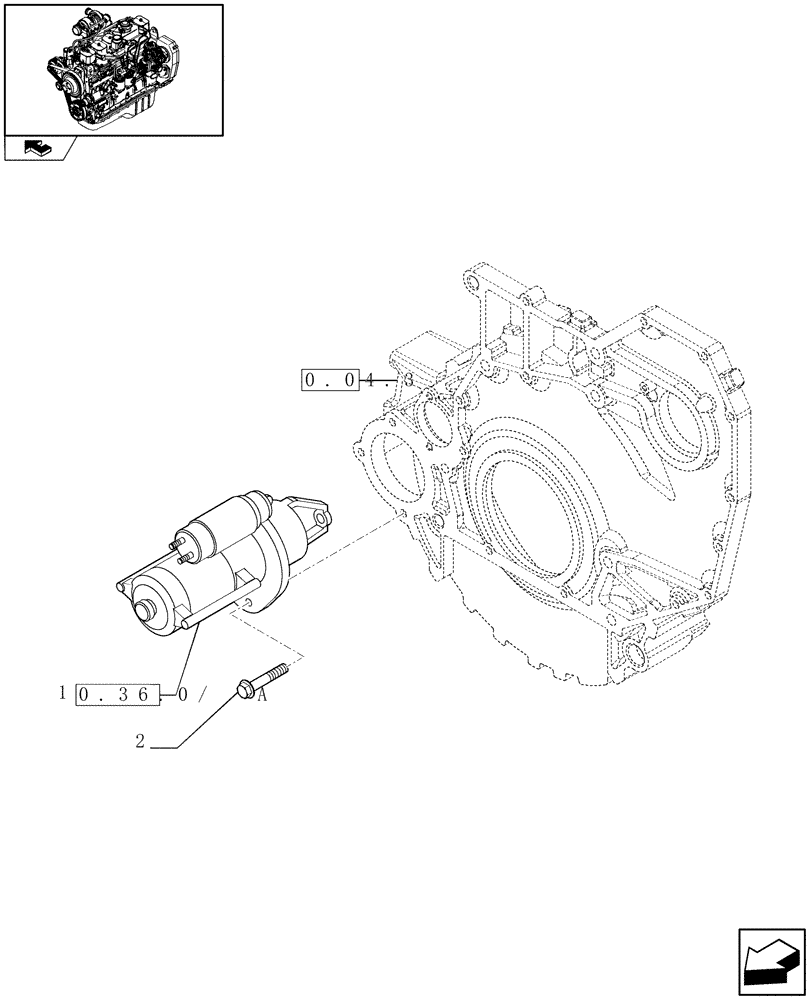 Схема запчастей Case IH F4GE9684R J600 - (0.36.0) - STARTER MOTOR (504028114-504036933) 