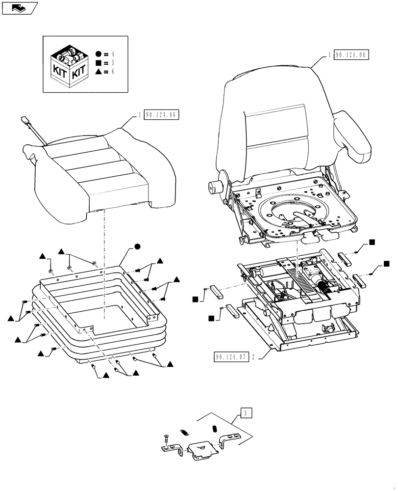 Схема запчастей Case IH 3330 - (90.124.05) - LUXURY LEATHER SEAT ASSEMBLY (90) - PLATFORM, CAB, BODYWORK AND DECALS