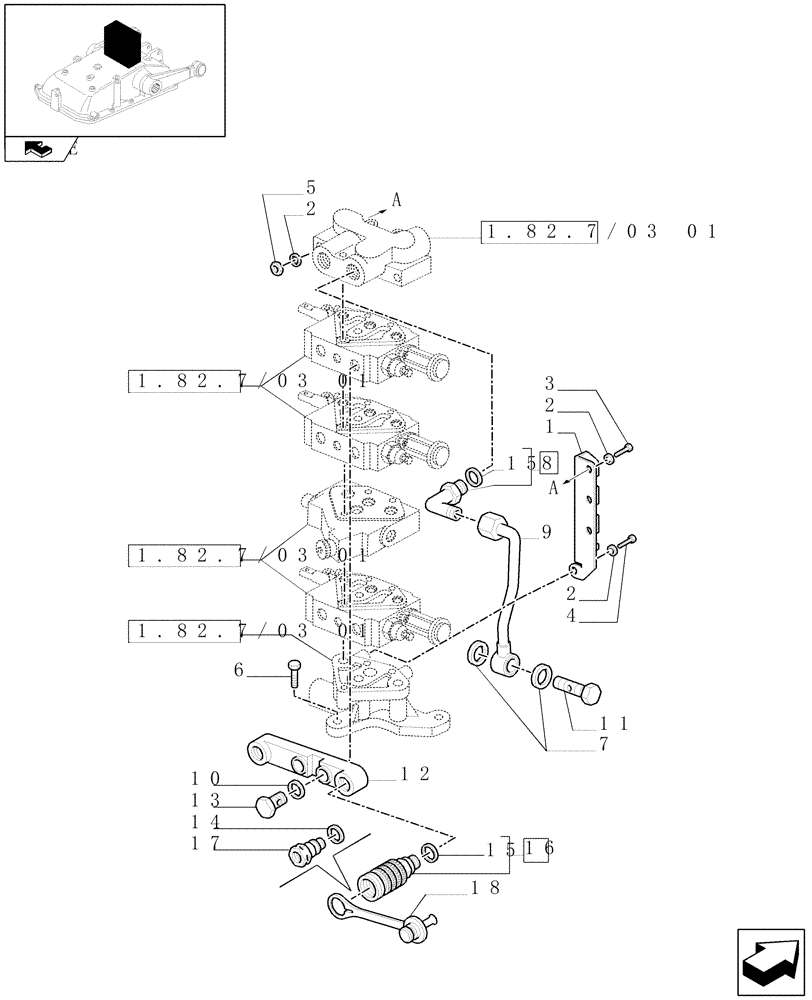 Схема запчастей Case IH FARMALL 85N - (1.82.7/03[03]) - THREE REMOTE VALVES & FLOW-RATE REGULATOR FOR MDC - PIPES AND QUICK COUPLING (VAR.330390-331390 / 743525) (07) - HYDRAULIC SYSTEM