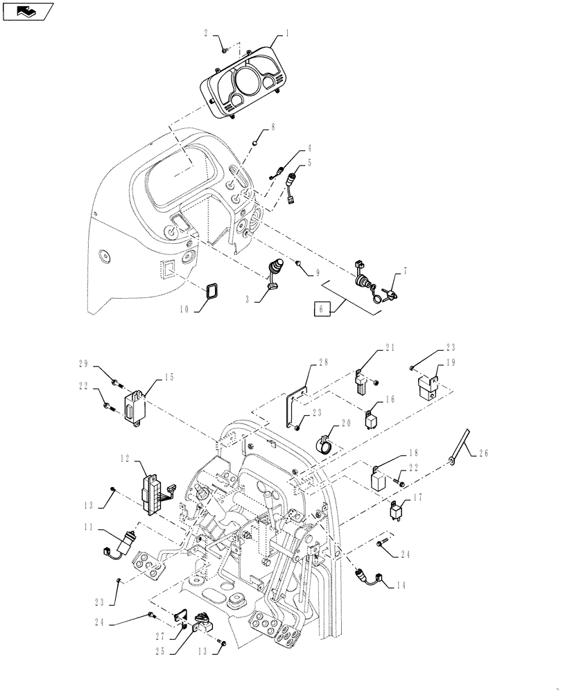 Схема запчастей Case IH FARMALL 30B - (55.418.01[01]) - INSTRUMENT PANEL, GEARSHIFT ( USED ON & BEFORE 03/31/2012 ) (55) - ELECTRICAL SYSTEMS