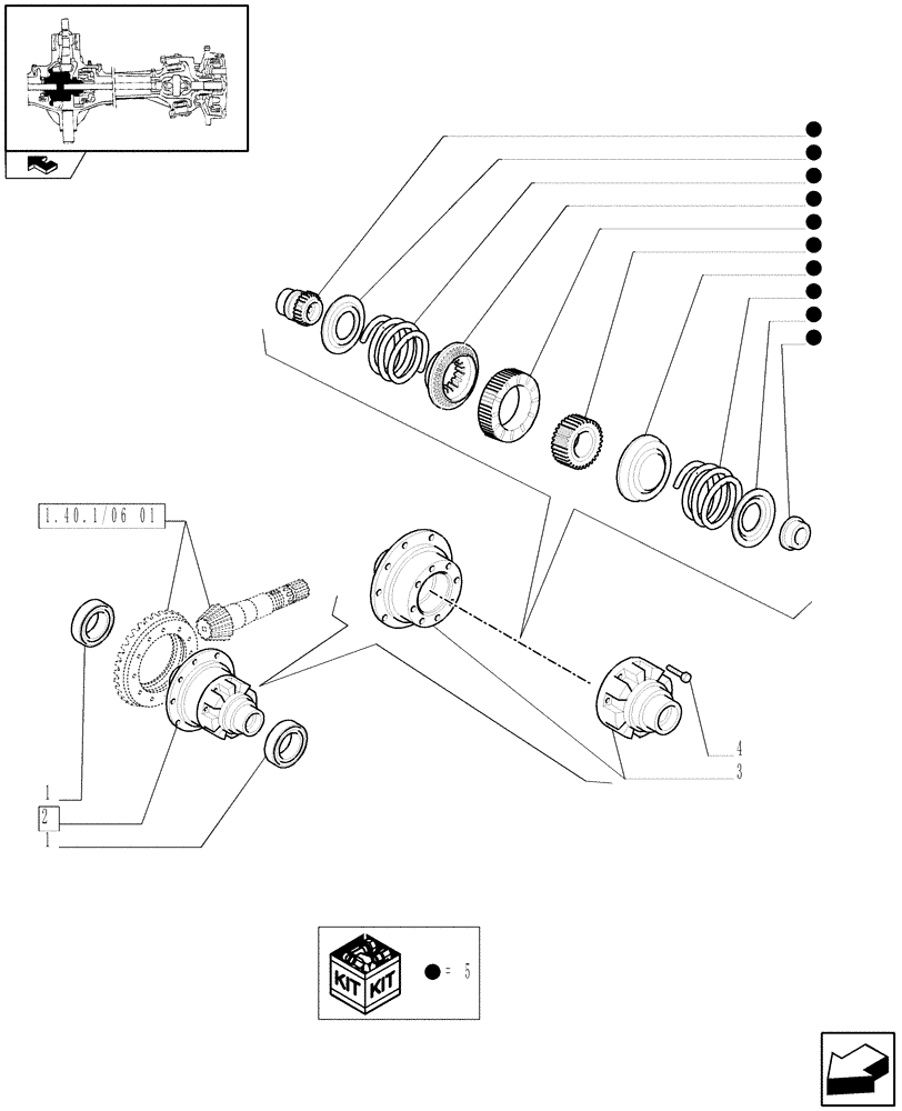 Схема запчастей Case IH FARMALL 60 - (1.40.3/07[02]) - 4WD FRONT AXLE NO-SPIN DIFFERENTIAL LOCK - DIFFERENTIAL (VAR.336325) (04) - FRONT AXLE & STEERING