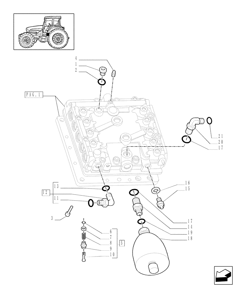 Схема запчастей Case IH MXM190 - (1.32.2/05[02]) - (VAR.147/1) FULL POWER SHIFT GEAR CHANGE 19X6 (50 KM/H) - CENTRAL GEAR REDUCTION CONTROLS (03) - TRANSMISSION