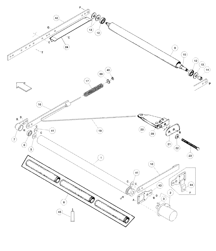 Схема запчастей Case IH 1042 - (09-10) - DRAPER ROLLERS AND TIGHTENER 