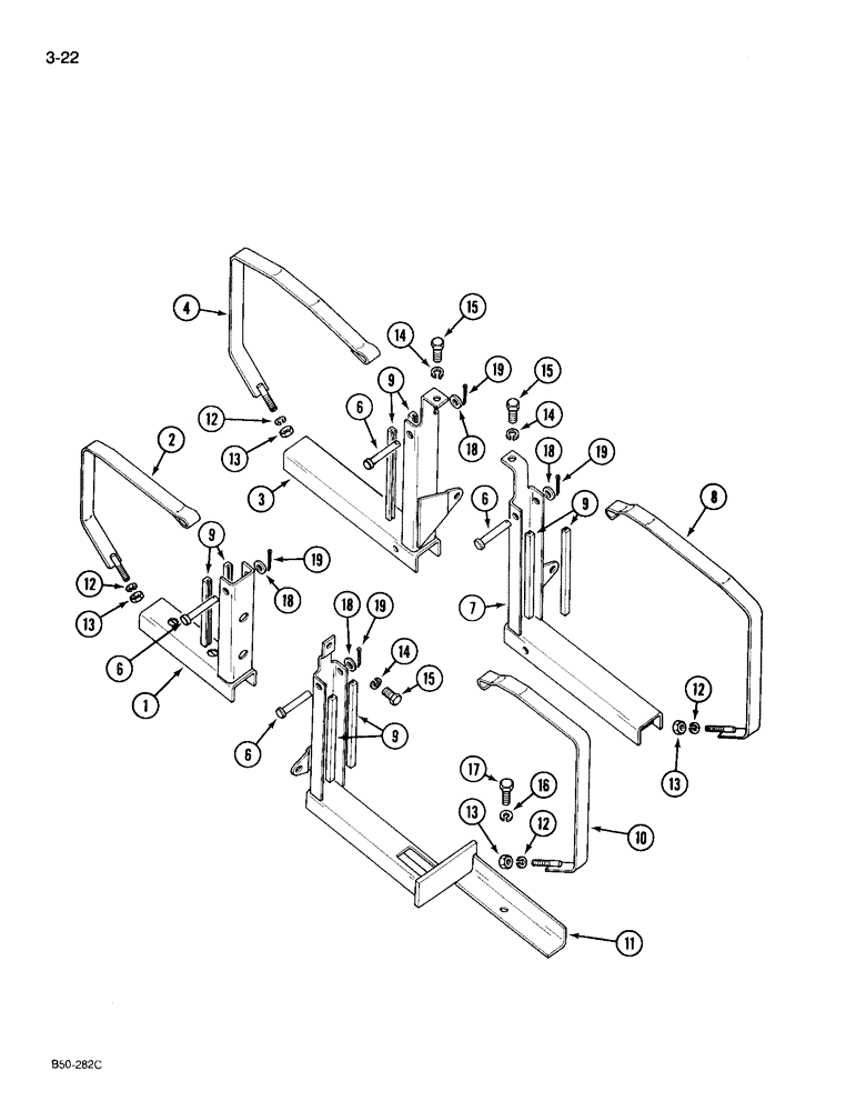 Схема запчастей Case IH 895 - (3-22) - FUEL TANK MOUNTINGS, TRACTOR WITH CAB (03) - FUEL SYSTEM