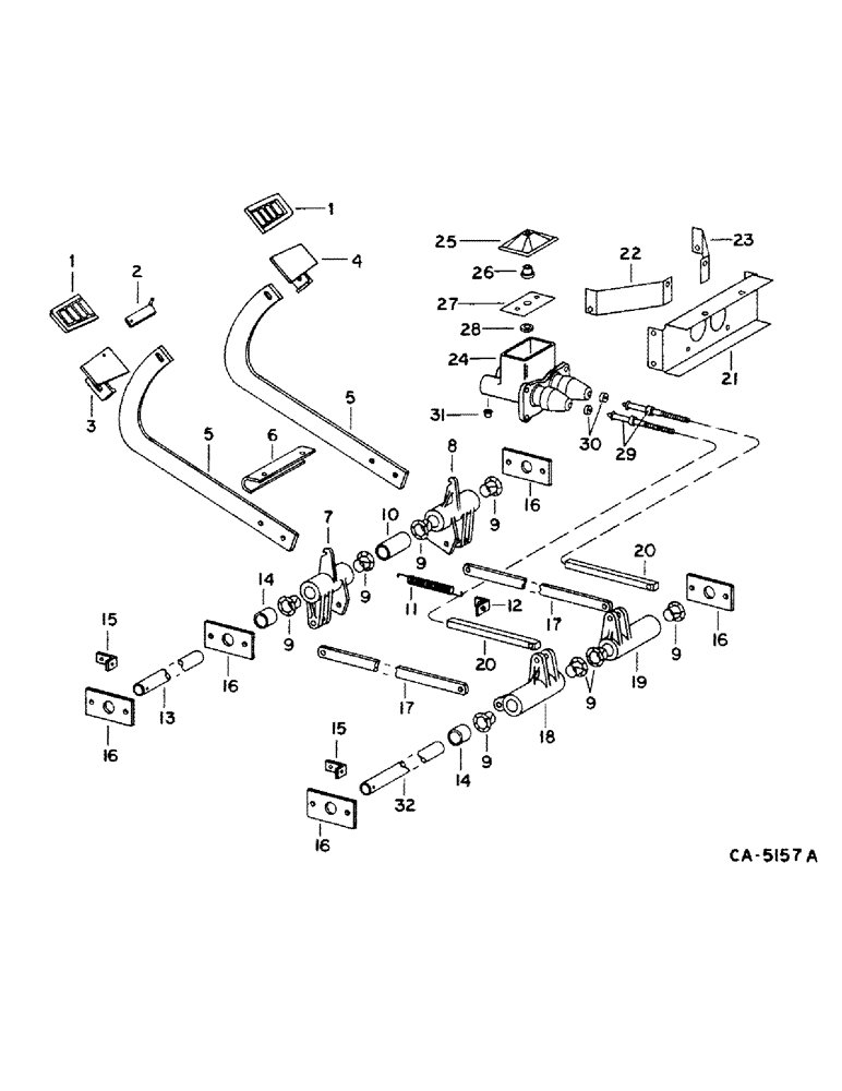 Схема запчастей Case IH 1460 - (04-01) - BRAKE, MASTER BRAKE CONTROLS, S/N 23193 AND BELOW (5.1) - BRAKES