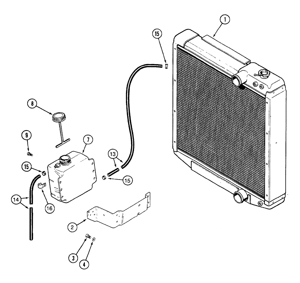 Схема запчастей Case IH 7250 - (2-010) - COOLANT RECOVERY SYSTEM, PRIOR TO TRACTOR P.I.N. JJA0064978 (02) - ENGINE