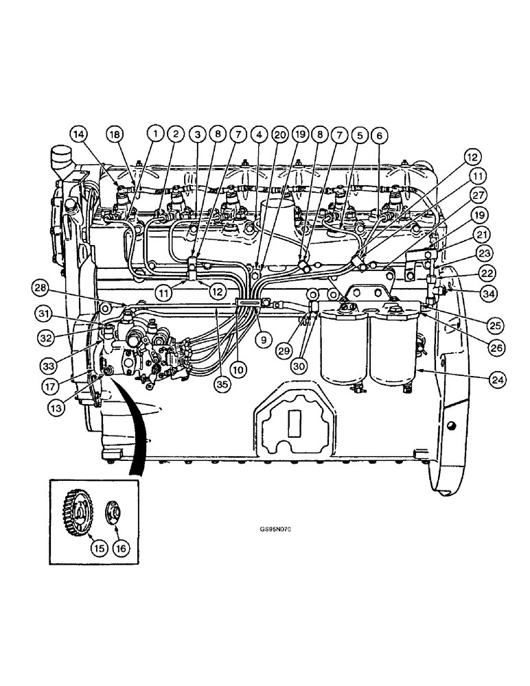 Схема запчастей Case IH D-310 - (5-070) - FUEL INJECTION PUMP AND CONNECTIONS, 706 AND 756 TRACTORS W/CARTRIDGE TYPE FILTERS 