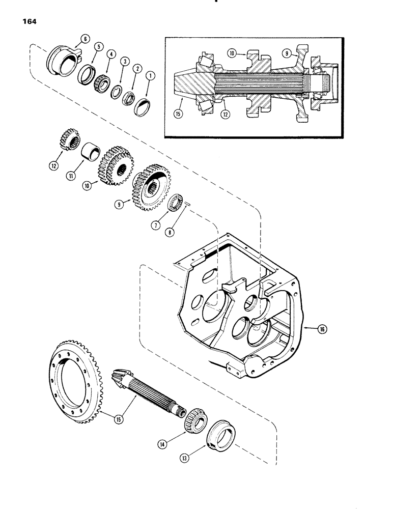 Схема запчастей Case IH 1090 - (164) - COUNTERSHAFT, POWER SHIFT (06) - POWER TRAIN