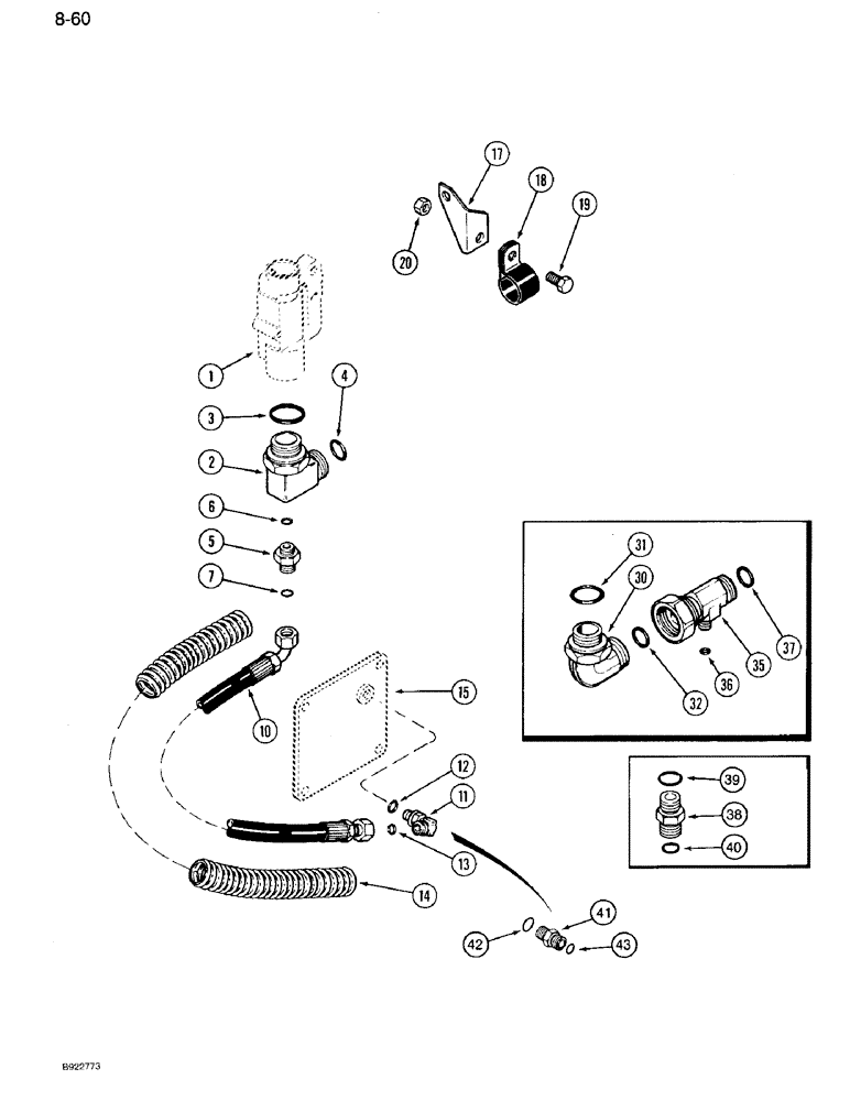 Схема запчастей Case IH 7110 - (8-60) - REMOTE HYDRAULIC RETURN AND BLEED LINE (08) - HYDRAULICS