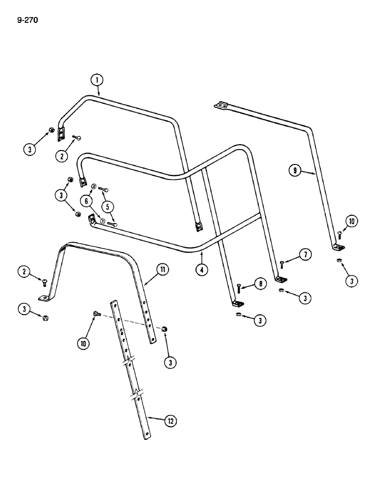 Схема запчастей Case IH 1620 - (9-270) - SERVICE DECK HAND RAILS (12) - CHASSIS