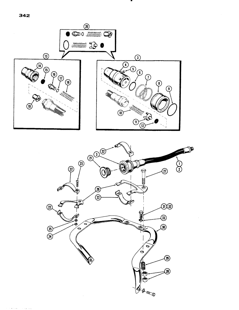 Схема запчастей Case IH 730 SERIES - (342) - REMOTE HYDRAULIC HOSES AND COUPLINGS, TRACTOR END (08) - HYDRAULICS