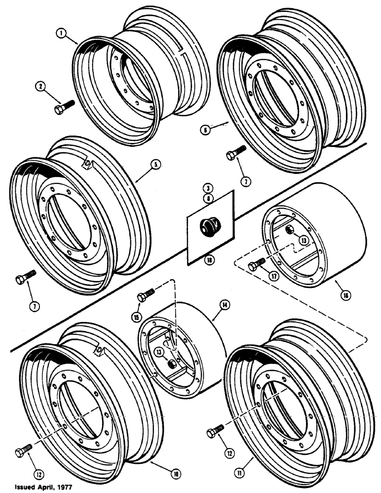 Схема запчастей Case IH 1175 - (140) - REAR WHEELS, STEEL, 34 INCH INTEGRAL (06) - POWER TRAIN