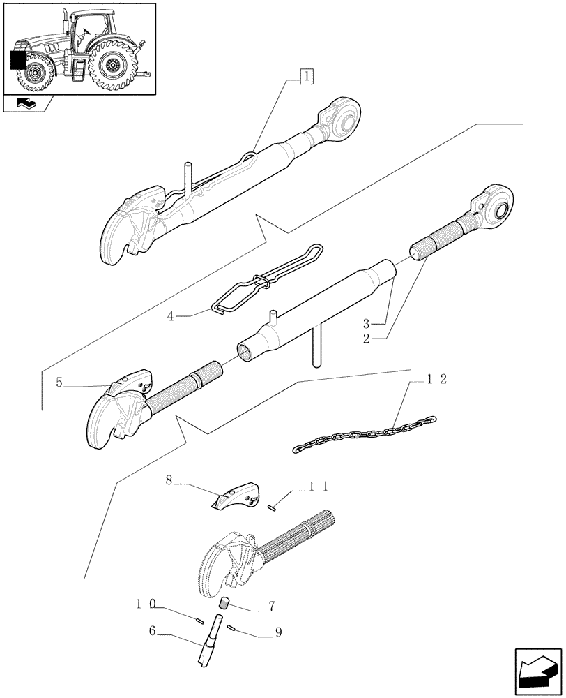 Схема запчастей Case IH PUMA 125 - (1.81.9/ A) - THIRD-LINK SPRAG - BREAKDOWN (07) - HYDRAULIC SYSTEM