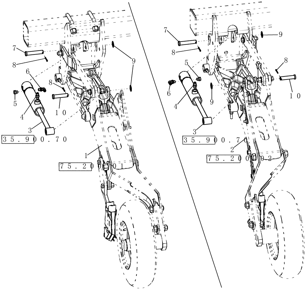 Схема запчастей Case IH 800 - (75.200.05) - OPENER HYDRAULIC CYLINDER (75) - SOIL PREPARATION