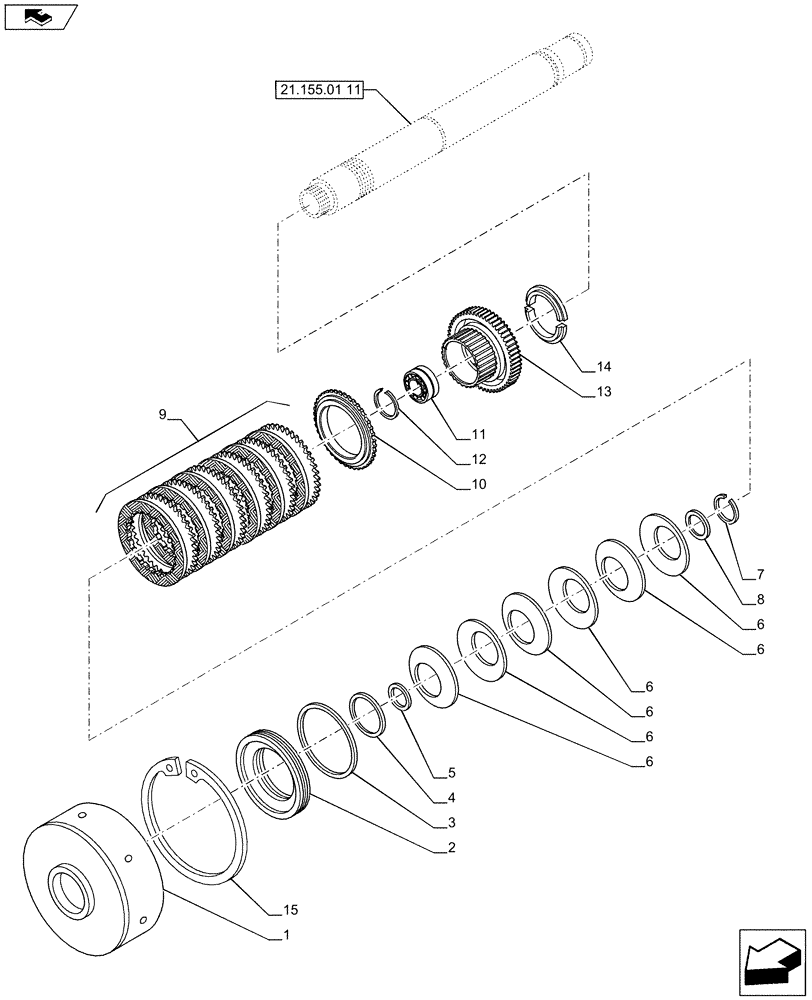 Схема запчастей Case IH PUMA 215 - (21.155.01[12]) - TRANSMISSION 19X6 FPS - 19TH GEAR CLUTCH (VAR.728147-729571) (21) - TRANSMISSION