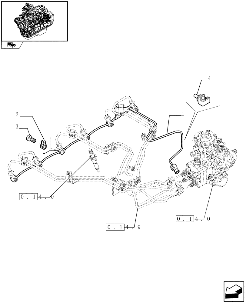 Схема запчастей Case IH F4GE9684B J600 - (0.20.4) - INJECTION EQUIPMENT - PIPING (2852736) 