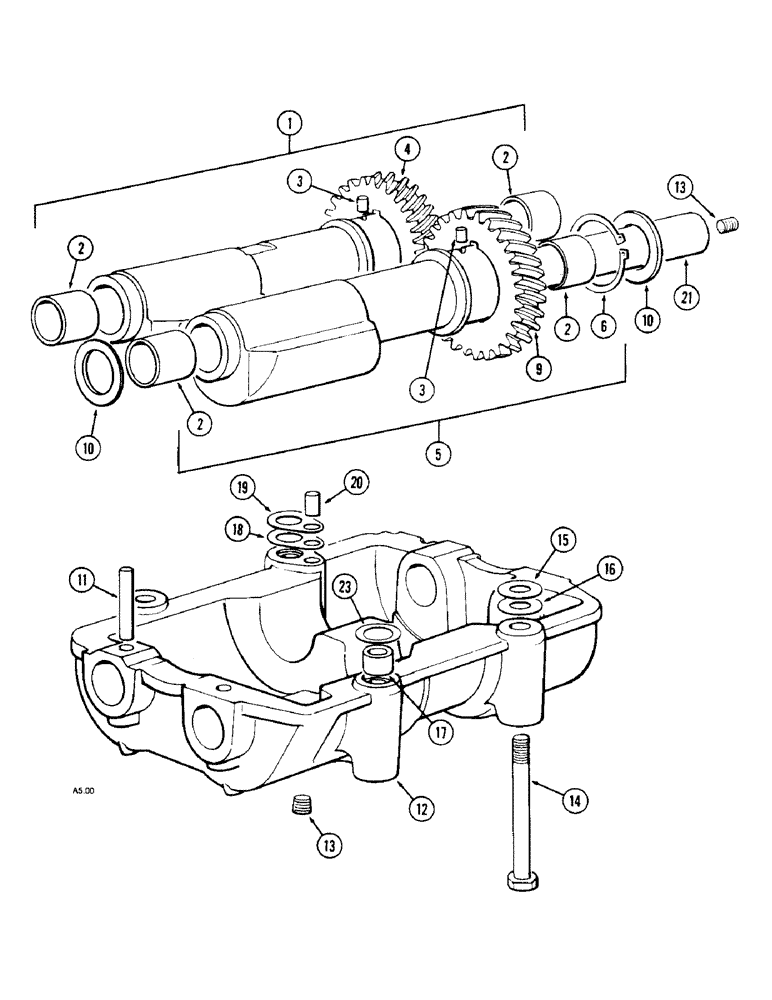 Схема запчастей Case IH 2150 - (2-44) - BALANCER GEAR AND SHAFT (02) - ENGINE