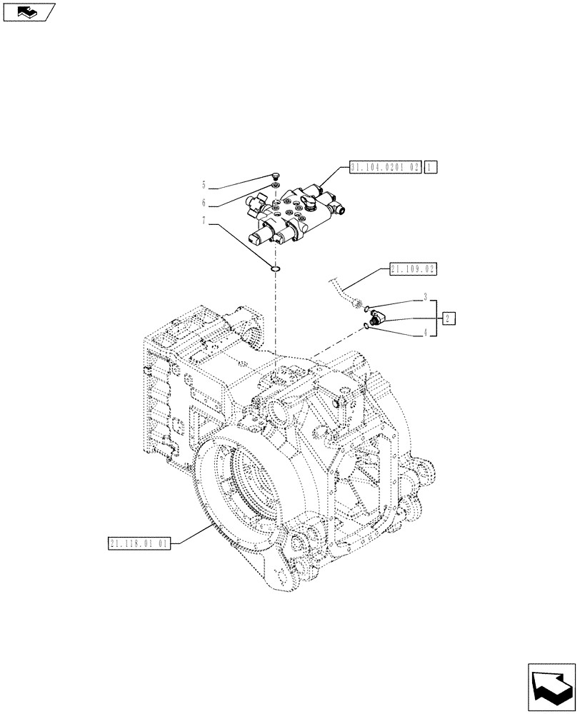 Схема запчастей Case IH PUMA 170 - (31.104.0201[01]) - CREEPER FOR TRANSMISSION WITH ELECTRIC ENGAGEMENT - VALVE AND FITTING (VAR.720146) (31) - IMPLEMENT POWER TAKE OFF