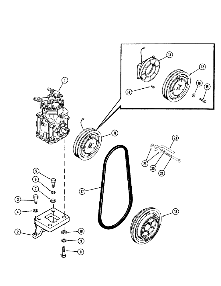 Схема запчастей Case IH 1370 - (512) - AIR CONDITIONER, COMPRESSOR MOUNTING AND DRIVE (09) - CHASSIS/ATTACHMENTS