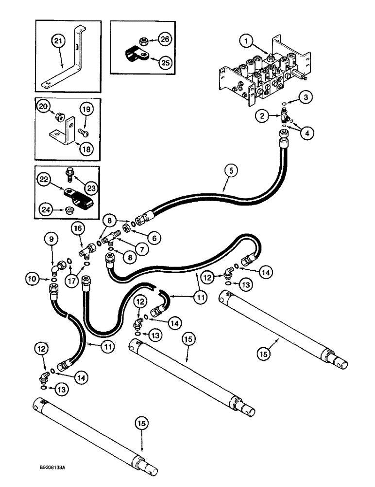 Схема запчастей Case IH 1688 - (8-32) - HEADER LIFT SYSTEM, WITH THIRD LIFT CYLINDER ATTACHMENT (07) - HYDRAULICS