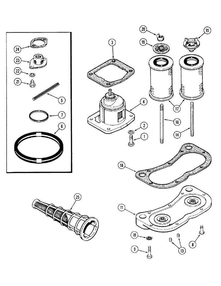 Схема запчастей Case IH 2394 - (8-022) - HYDRAULICS, CHARGING PUMP, OIL FILTER AND INLET FILTER (08) - HYDRAULICS