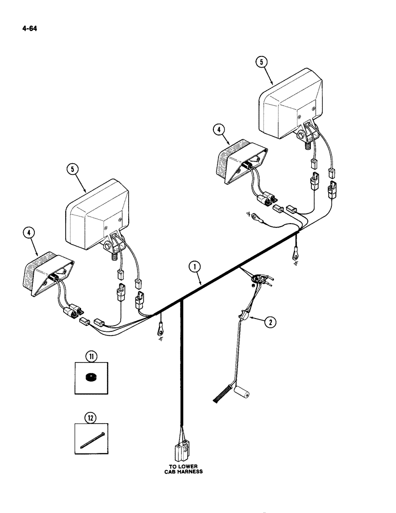 Схема запчастей Case IH 2094 - (4-064) - REAR COMPONENT HARNESS (04) - ELECTRICAL SYSTEMS