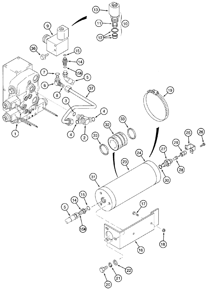 Схема запчастей Case IH 2344 - (08-32) - ACCUMULATOR - MOUNTING AND SYSTEM - BSN JJC0174359 (07) - HYDRAULICS