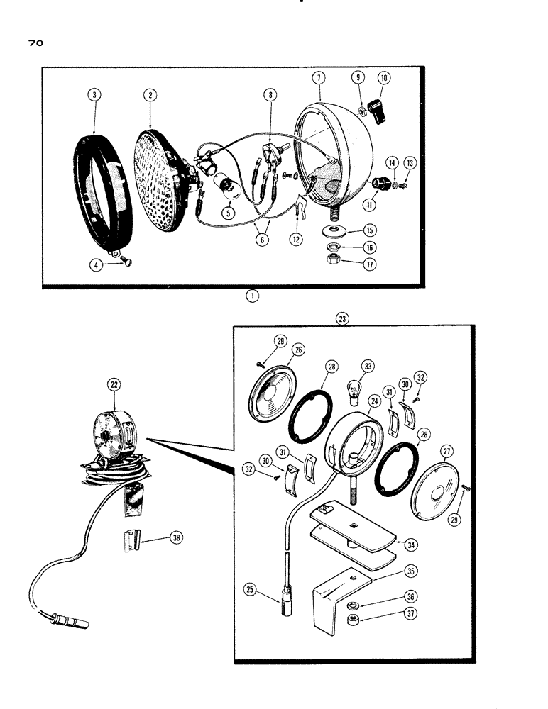 Схема запчастей Case IH 930-SERIES - (070) - LIGHTING EQUIPMENT, A20965 TAIL LAMP (04) - ELECTRICAL SYSTEMS