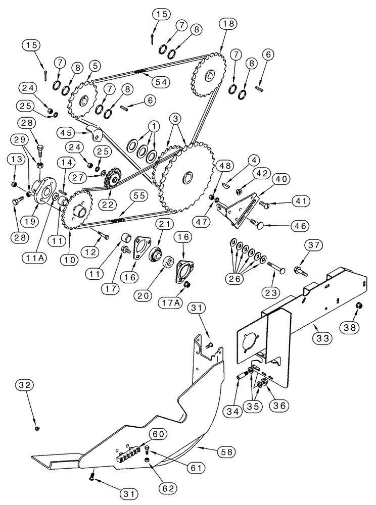 Схема запчастей Case IH 2366 - (09E-07) - UNLOADER, CHAIN DRIVE (17) - GRAIN TANK & UNLOADER