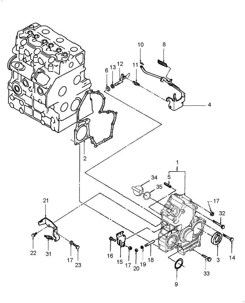 Схема запчастей Case IH FARMALL 40 - (01.07) - TIMING GEAR CASE (01) - ENGINE