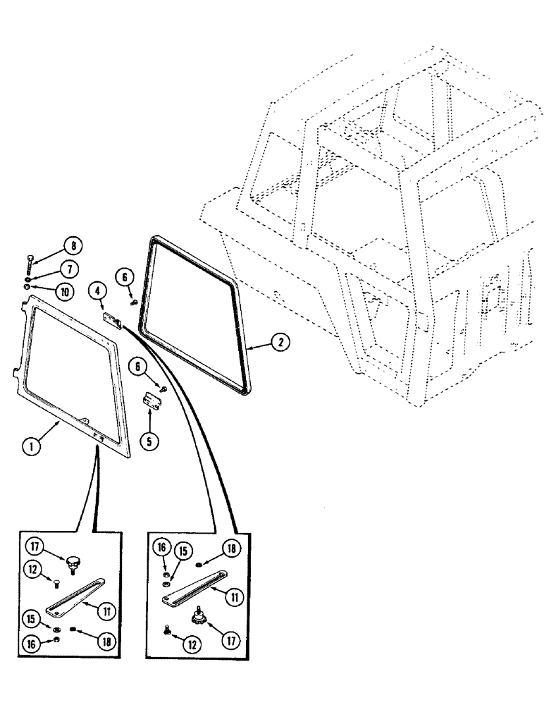 Схема запчастей Case IH 3294 - (9-448) - CAB, SIDE WINDOW (09) - CHASSIS/ATTACHMENTS