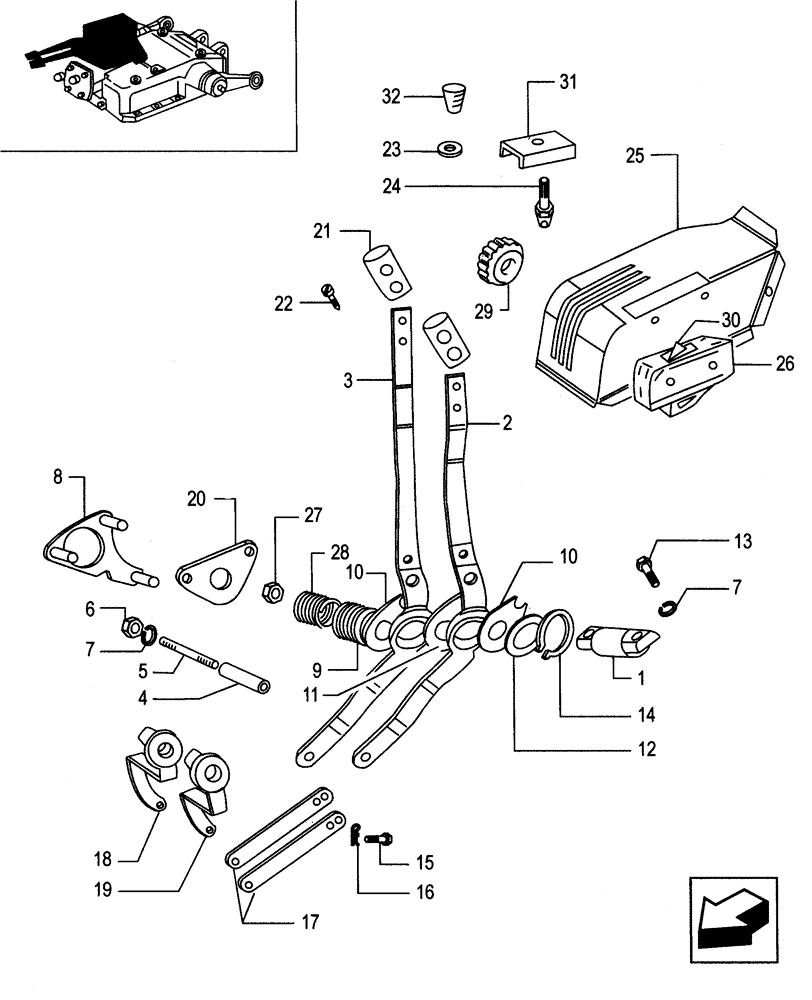 Схема запчастей Case IH JX95 - (1.82.5/02[01]) - LIFT CONTROLS - FOR HIGH CLEARANCE VERSION (07) - HYDRAULIC SYSTEM