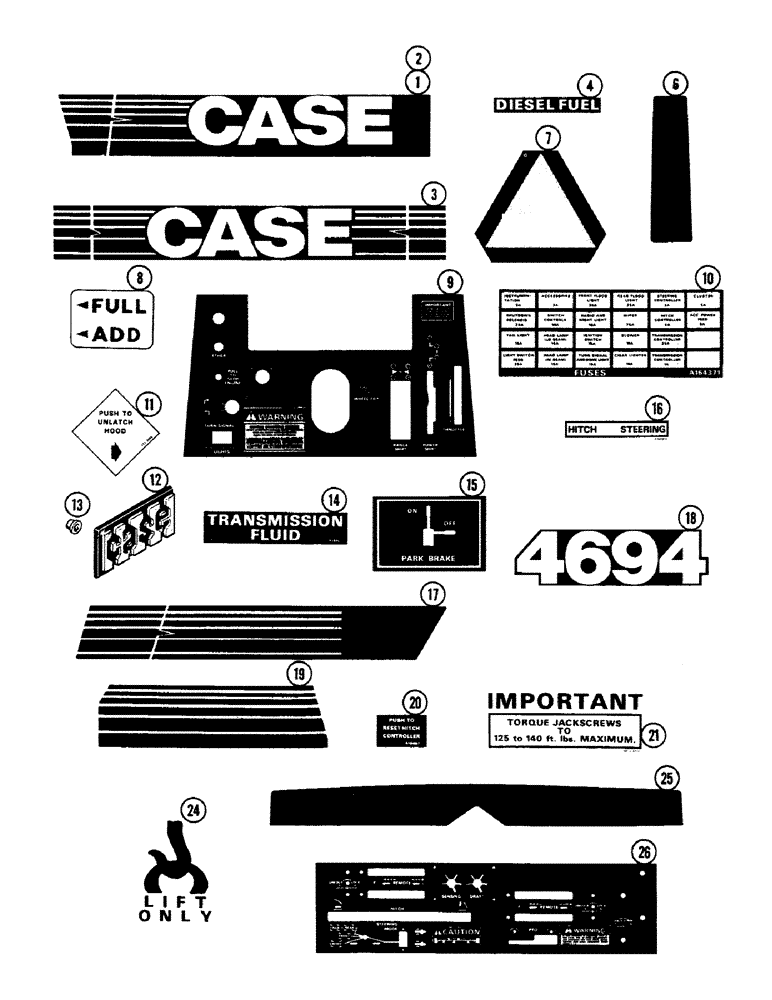 Схема запчастей Case IH 4694 - (9-432) - TRACTOR DECALS, CASE (09) - CHASSIS/ATTACHMENTS