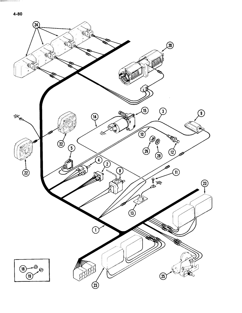 Схема запчастей Case IH 4494 - (4-080) - CAB HEADLINER WIRING (04) - ELECTRICAL SYSTEMS