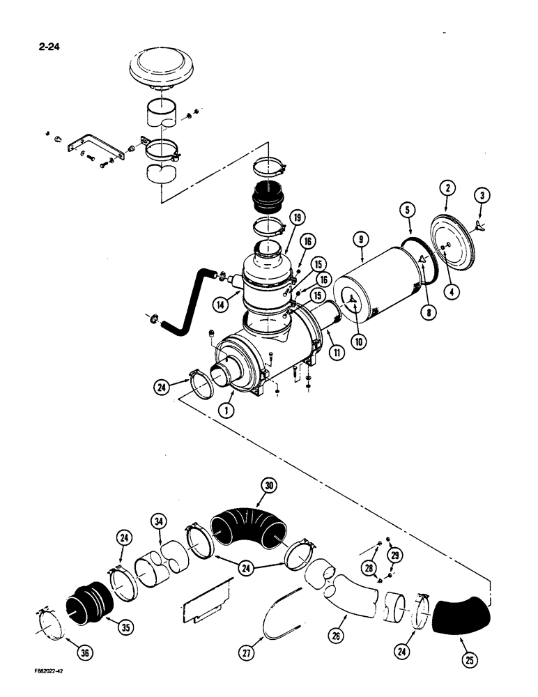 Схема запчастей Case IH 9170 - (2-24) - AIR INDUCTION SYSTEM (02) - ENGINE