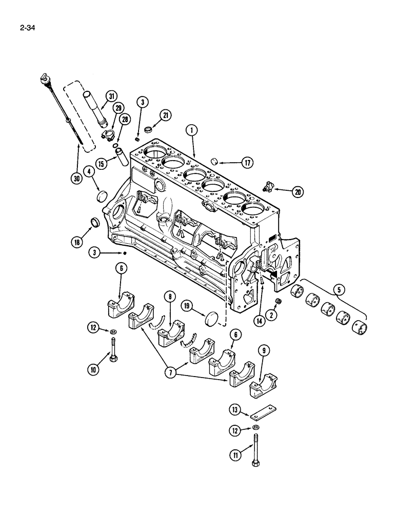 Схема запчастей Case IH 3594 - (2-034) - CYLINDER BLOCK, 504BDT DIESEL ENGINE (02) - ENGINE