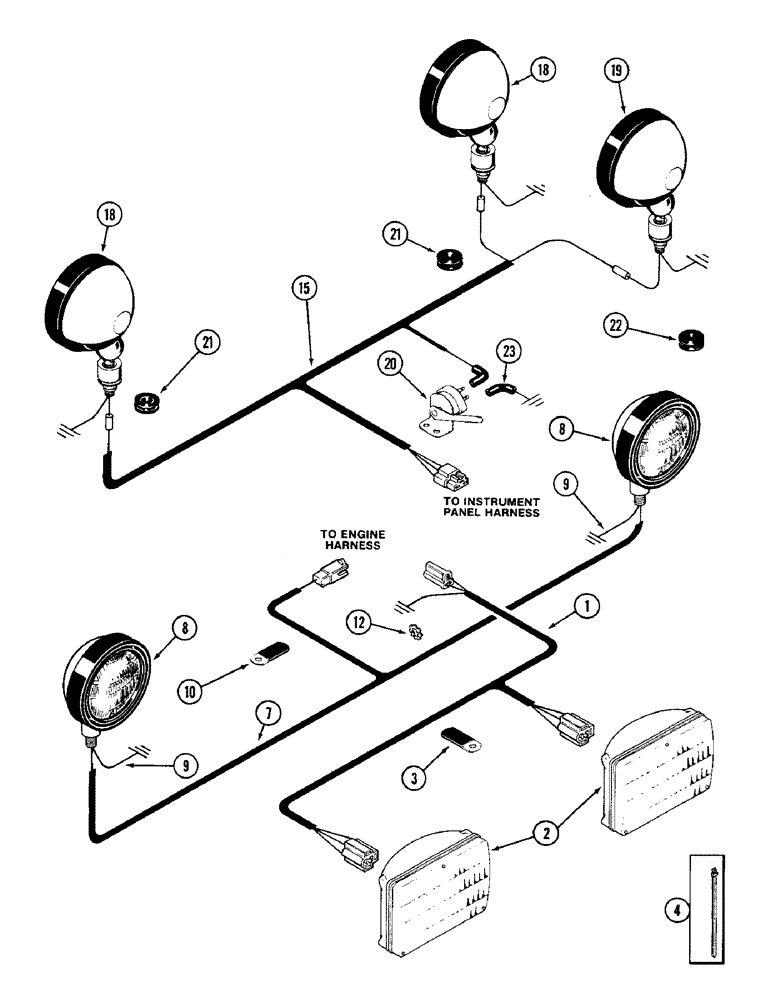 Схема запчастей Case IH 4690 - (4-076) - LIGHTS AND WIRING (04) - ELECTRICAL SYSTEMS