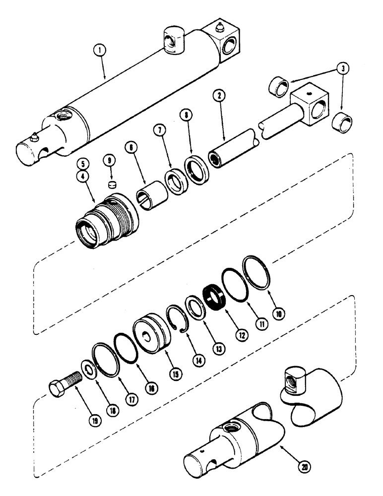 Схема запчастей Case IH 4690 - (5-142) - FRONT STEERING CYLINDER, 2-1/2" (63.5 MM) DIAMETER X 9-7/8" (150.83MM) STROKE PIN 8860322 & AFTER (05) - STEERING