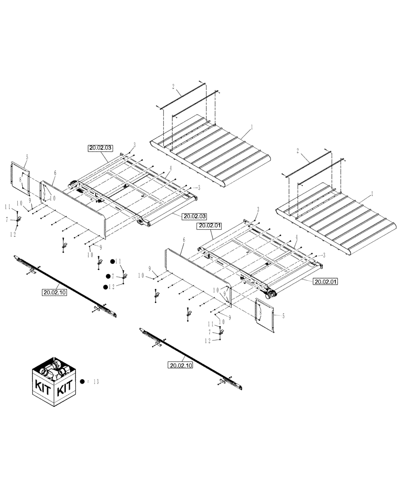 Схема запчастей Case IH DHX182 - (20.02.04[1]) - CANVAS DECK (12) - MAIN FRAME