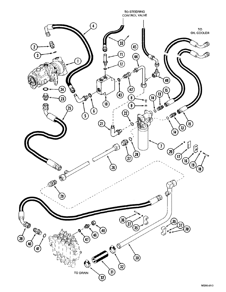 Схема запчастей Case IH 9350 - (8-14) - HIGH OUTPUT HYDRAULIC SYSTEM, PUMP TO FILTER TO CONTROL VALVE (08) - HYDRAULICS