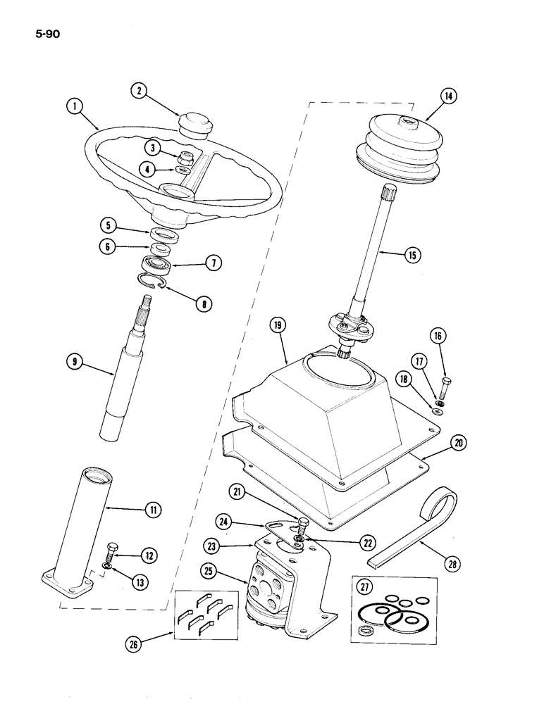 Схема запчастей Case IH 1194 - (5-090) - STEERING COLUMN AND VALVE, TRACTORS WITH CAB (05) - STEERING