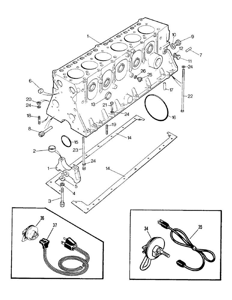 Схема запчастей Case IH 1690 - (A01-1) - CYLINDER BLOCK ASSEMBLY (01) - ENGINE