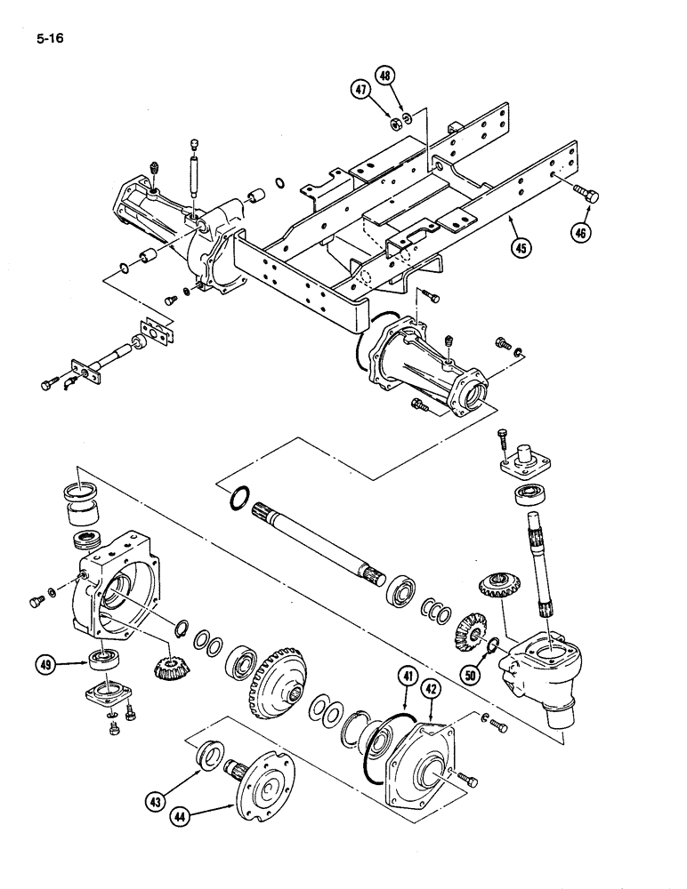 Схема запчастей Case IH 245 - (5-16) - FRONT AXLE HOUSING, AXLE SHAFT AND GEARS, MFD TRACTOR (05) - STEERING