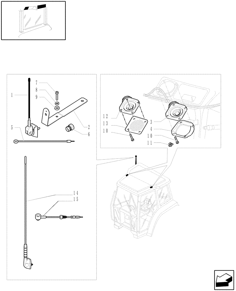 Схема запчастей Case IH JX1070U - (1.91.7/06) - (VAR.777) RADIO SET PREARRANGEMENT - ANTENNA & LOUDSPEAKERS (10) - OPERATORS PLATFORM/CAB