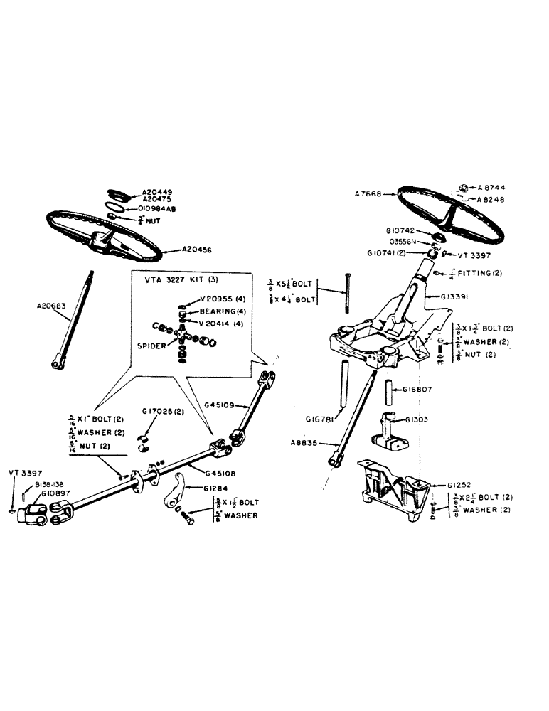 Схема запчастей Case IH 400B-SERIES - (125A) - STEERING WHEEL, SHAFTS AND UNIVERSALS, 400B SERIES TRACTORS (05) - STEERING