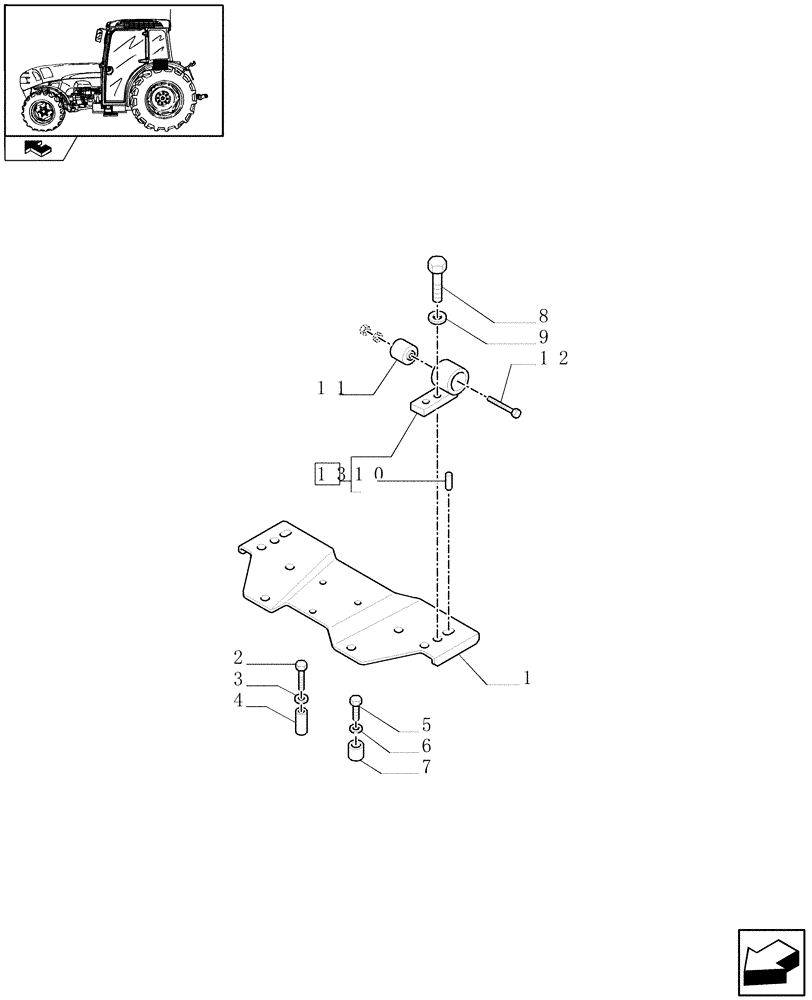 Схема запчастей Case IH FARMALL 105V - (1.92.87/02[02]) - PLATE FOR REAR SUSPENSION - W/CAB (10) - OPERATORS PLATFORM/CAB