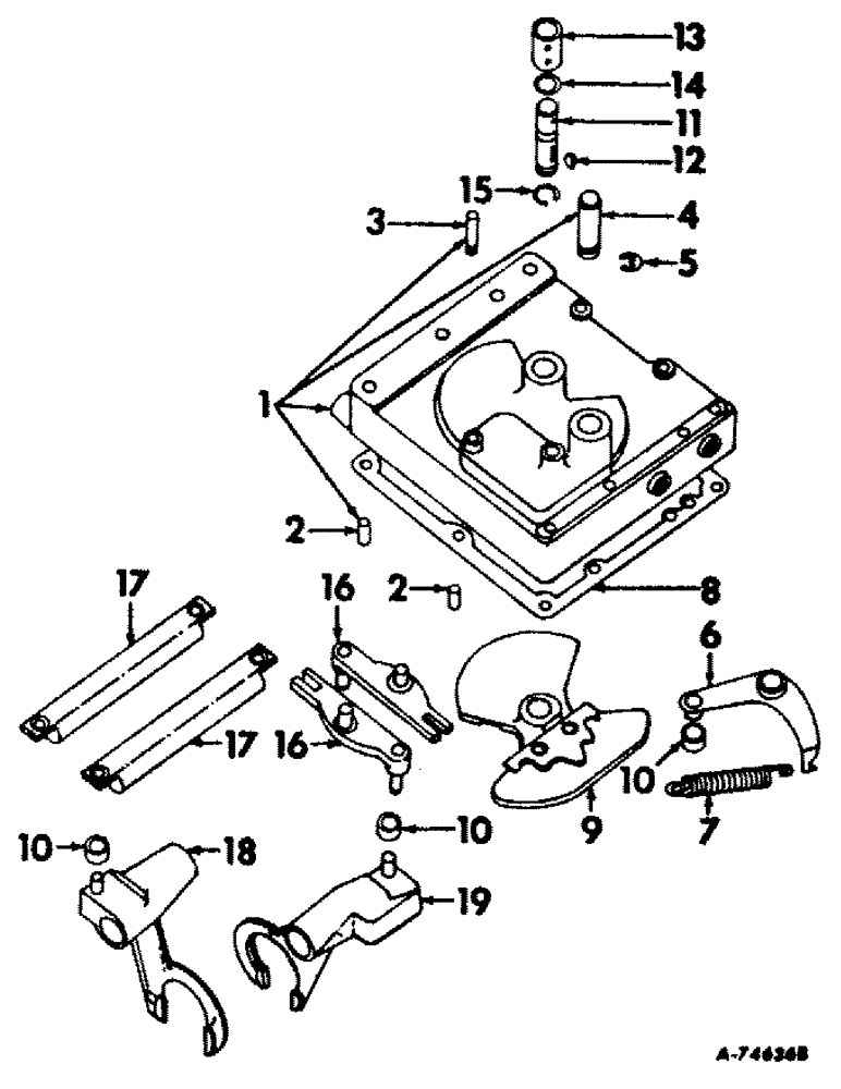 Схема запчастей Case IH 826 - (07-57) - DRIVE TRAIN, GEAR SHIFT MECHANISM, SPEED TRANSMISSION, GEAR DRIVE TRACTORS (04) - Drive Train