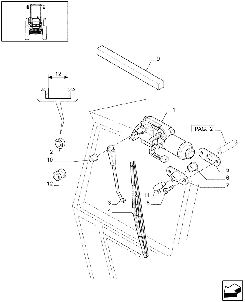 Схема запчастей Case IH JX1075N - (1.92.91[01]) - CAB - WINDSCREEN WIPER FRONT (10) - OPERATORS PLATFORM/CAB