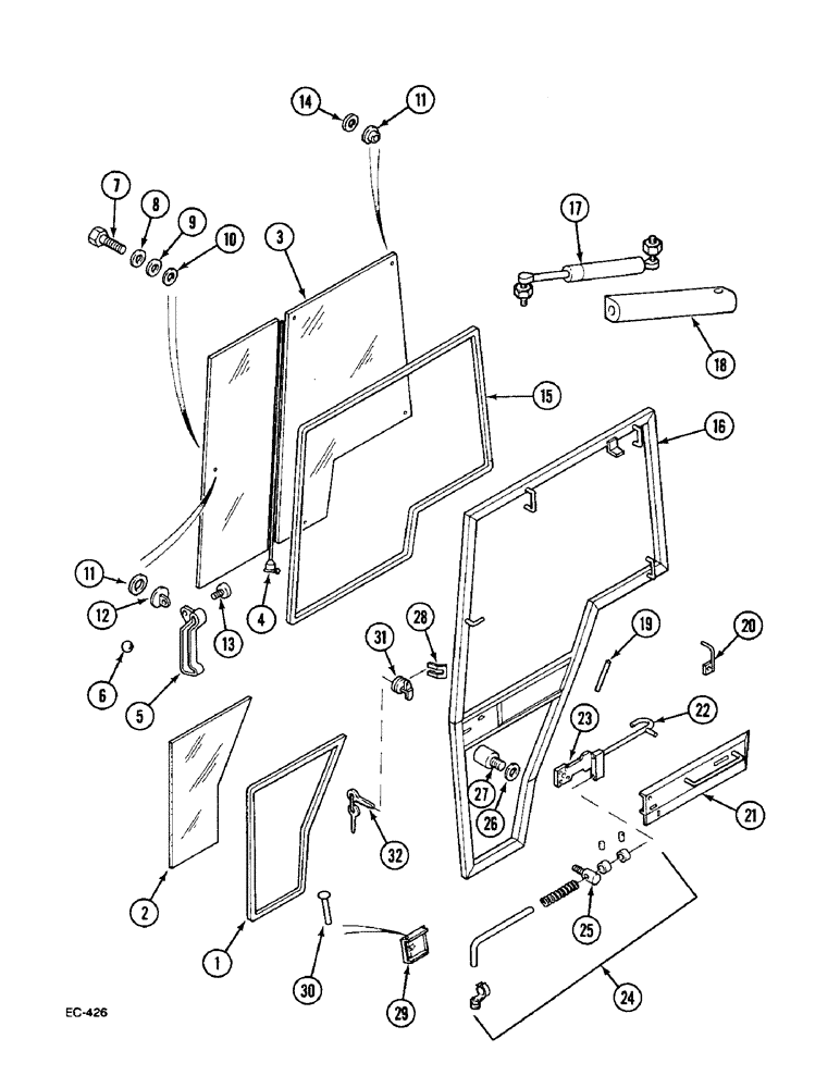 Схема запчастей Case IH 733 - (9-718) - DOOR ASSY., RH - STANDARD AND DELUXE 85 CAB (09) - CHASSIS/ATTACHMENTS